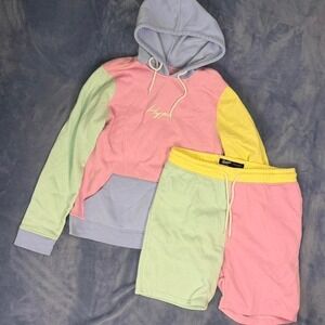 Brooklyn Cloth multicolored shorts and hoodie set Size L